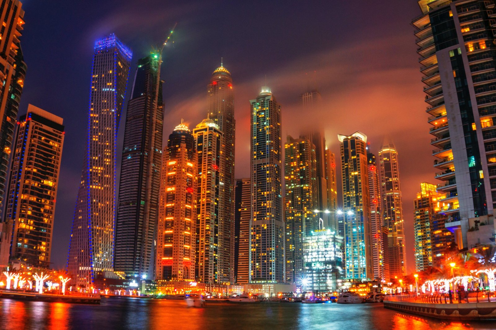 Dubai luxury real estate with panoramic skyline views at night